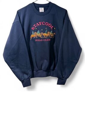 VTG Design Men’s STAYCOOL Embroidered Polo Club Design Crew Sweatshirt Size M